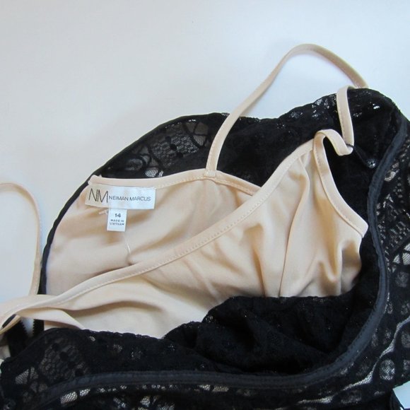NWT - NEIMAN MARCUS Women's Black Fancy Dress Size 14  Lace Lined Sleeveless - Picture 9 of 13